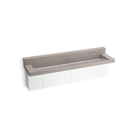 Kohler Constellation 90In Wall-Mount Trough Lavatory System With Backsplash In Neutral Concrete 81028-BPW-KCN